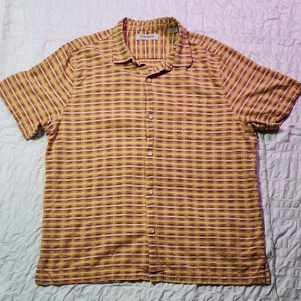 Tommy Bahama Yellow and Red Plaid Casual Shirt